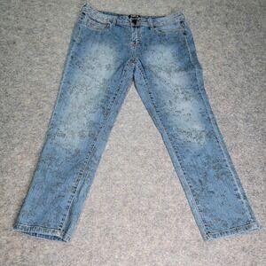 Allen‎ B Jeans Size 14 Blue Floral Print Y2K Denim Casual Cotton Blend